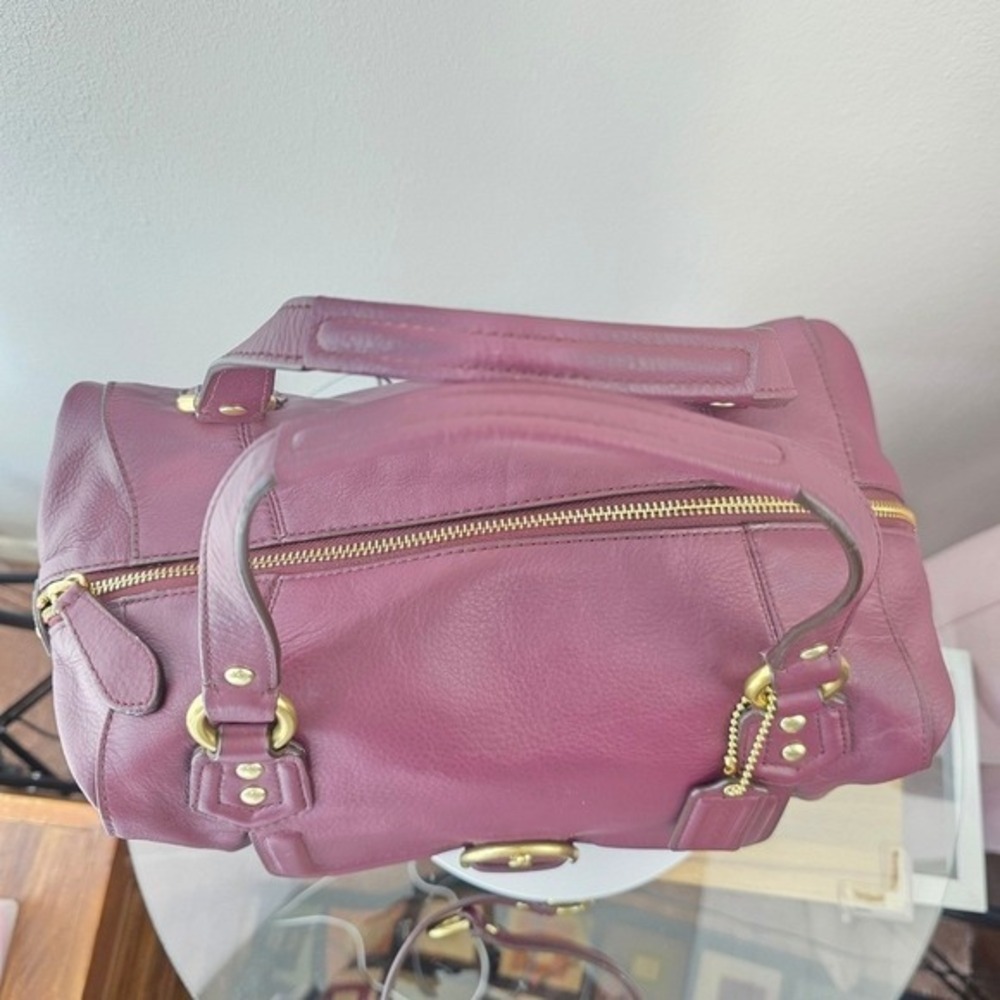 Coach Campbell Domed Satchel Plum Purple Leather‎ Handbag F25151 Gold Hardware - Picture 8 of 15